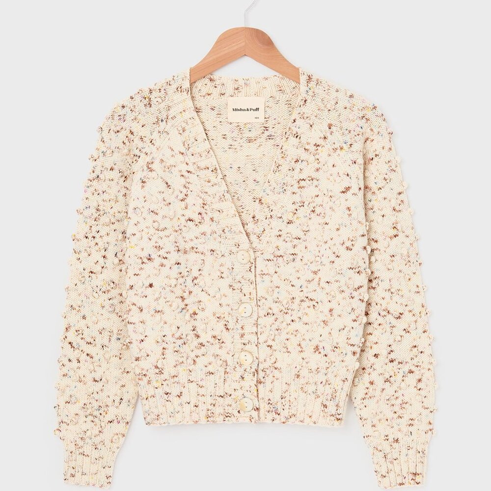Misha & Puff Adult Popcorn V-Neck Cardigan - Confetti